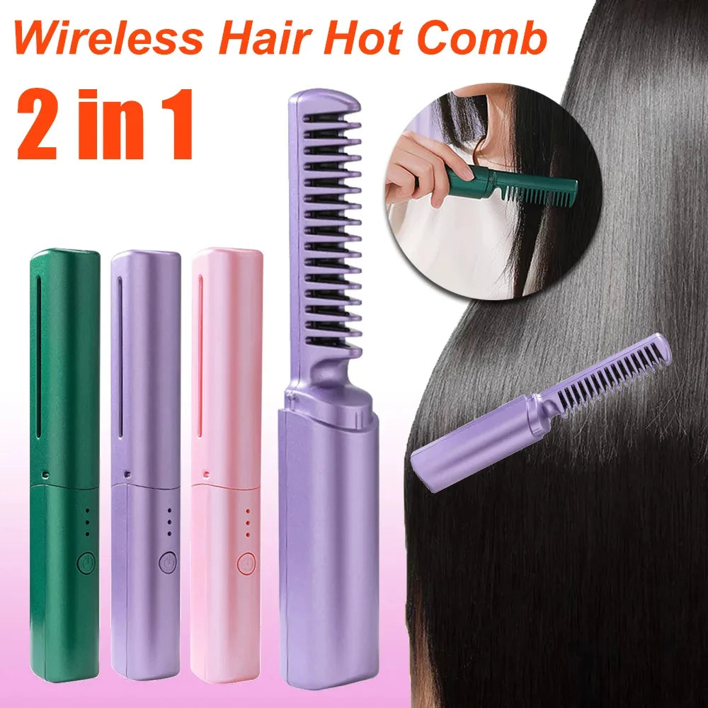 Rechargeable Ionic Smoothing Comb for Frizz-Free Hair (LCD Display)